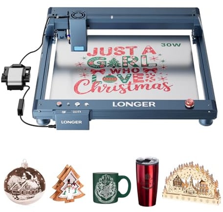 LONGER RAY B1 20W Lasergravierer , 45 x 44cm Gravierfläche, Dunkelgrün | Automatische Air Assist, CNC-Steuerung, Metallgravur, Acryl- und Glasbearbeitung, Holz- und Lederbearbeitung, Laser Cutter