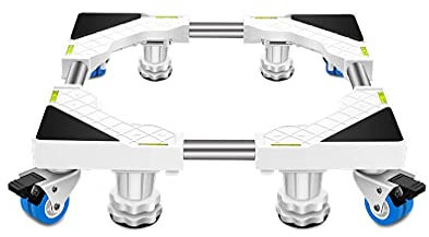 Verstellbarer mobiler Waschmaschinenständer 4 Rollen 4/8 Beine Länge/Breite 45-65 cm Multifunktionaler Trockner & Kühlschrankboden Vibrationsfester Wäschekorb