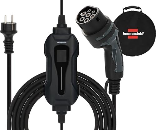 Brennenstuhl Chargeur EV Portable Type 2 - Contact de Protection (Station de Charge Mobile 10 A, 2,3 KW, 8 m, IP44, écran, pour véhicules électriques et Hybrides BEV-PHEV, avec Sac de Transport)