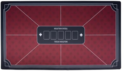 Poker Table Mat Texas Hold’em Red 138 x 79 cm – Non Slip Rubber and Polyester Surface with Marked Play Zones 320998
