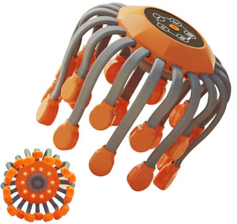 Masajeador de Cabeza Aparato con 20 Nodos Vibratorios | Con Música Masajeador de Cuero Cabelludo 360 Grados 5 Modos para Aliviar Estrés y Tensión, para Mujeres, Hombres y Ancianos