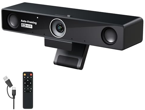 NEARITY V30S Caméra de vidéoconférence 4K avec microphone, champ de vision 120°/zoom numérique x3, webcam tout-en-un pour salle de conférence, double micro, système de vidéoconférence pour réunions