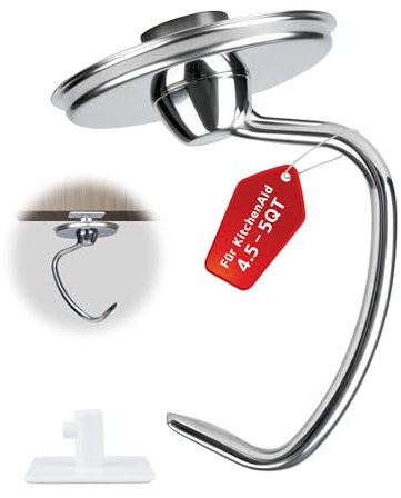Gancho De Amasar Para KitchenAid 4,5/5QT – Gancho Amasador Acero Inoxidable, Batidor Para Batidora De Pie, Accesorio Artisan, Compatible Con KSM150 K45 K45SS KSM75 KSM175, Repuesto Apto Lavavajillas