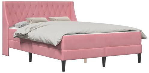 vidaXL Bettgestell mit Matratze mit Matratze Rosa 120 x 190 cm Samt, Zeitgenössisches Schlafzimmer Bettgestell, Stylisches Samt, Langlebiges Matratzen-Set, Rechteckiges Design, Schicke Wohnmöbel