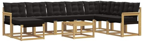 vidaXL Outdoor-Sofagarnitur mit Kissen 9 pcs Weiß und Schwarz, Modernes Garten-Sofa-Set, wetterfeste Möbel, strapazierfähige Couch, perfekte Sitzgelegenheit am Pool