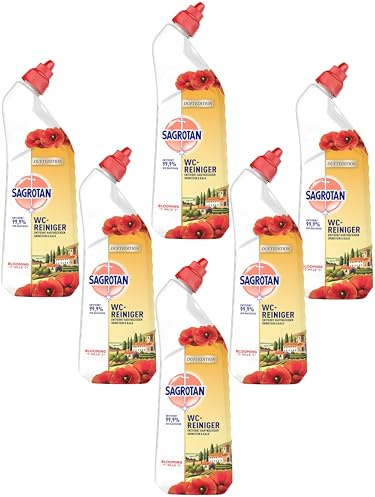 Sagrotan WC-Reiniger Blooming Hills – 2in1 Reinigungsmittel mit Antischmutzfilm für langanhaltende WC-Frische – 6 x 750 ml