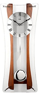 Widdop Oak And Glass Curved Pendulum Wall Clock
