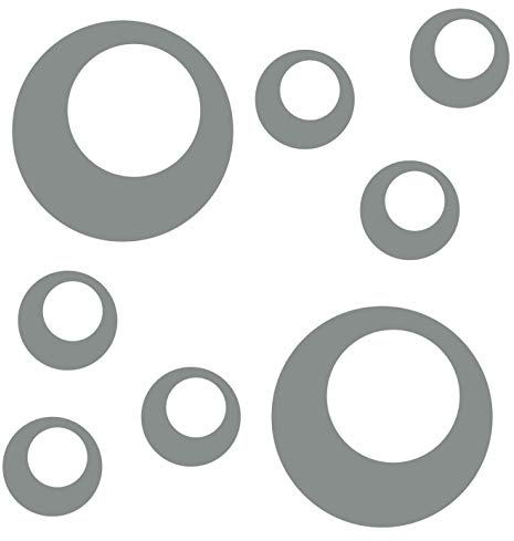 kleb-Drauf® | 8 Retro-Punkte | Grau - matt | Wandtattoo Wandaufkleber Wandsticker Aufkleber Sticker | Wohnzimmer Schlafzimmer Kinderzimmer Küche Bad | Deko Wände Glas Fenster Tür Fliese
