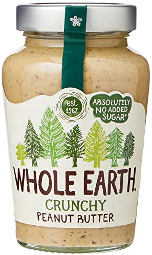 Whole Earth Crunchy Peanut Butter, Original Nut Spread Made with All Natural Ingredients, No Added Sugar, Gluten Free, Vegetarian & Vegan Friendly (454 g Jar)