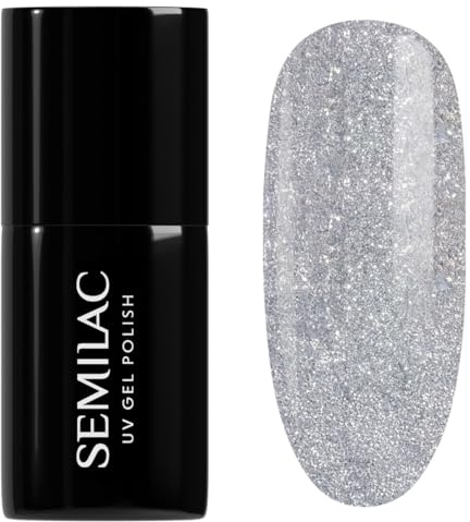 Semilac UV Hybrid Nail Polish, Number 093, 7 ml, Silver Dust