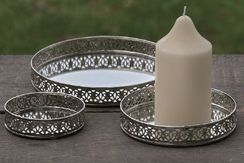 Boltze Kerzenteller 3er-Set aus Eisen und Glas (10/15 / 20 cm)