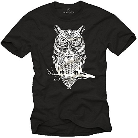 MAKAYA Ausgefallenes Herren T-Shirt mit Eule Größe S-XXXL