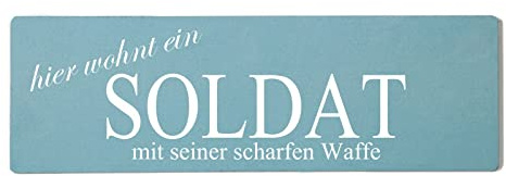 Hier wohnt EIN Soldat Dekoschild Türschild gelb zum kleben