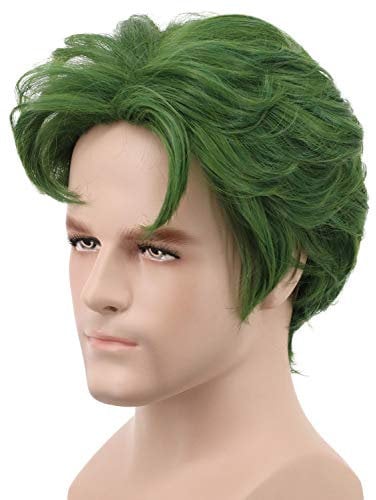 Yuehong Men's Short Green Wavy Cosplay Costume Wig For Halloween