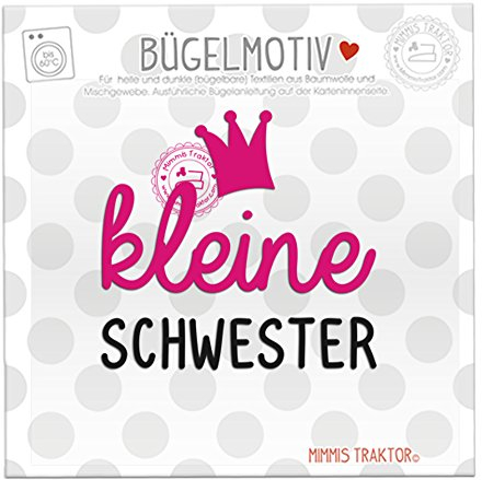 Bügelbild kleine Schwester mit Krone Flockfolie Aufbügler Applikationen Bügelsticker für Stoffe Textilien Kinder zum Aufbügeln Flicken
