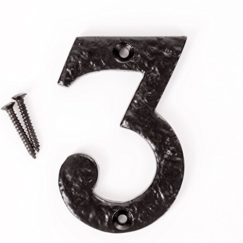 3 Black Antique Cast Iron House Number 3 Front Door Building Porch Gate Address Three