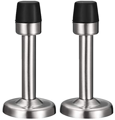 sourcing map Door Stopper Stop Bumper Wall Protector Sound Dampening Wall Mount w Rubber Tip Silver Tone 2pcs