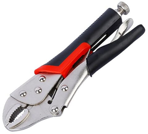 Locking Pliers Mole Grips Heavy Duty Adjustable C Type Curved Jaw Self Lock Pliers for Electrical Pipeline Automobile Maintenance Black red (10 250mm)