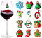 Weinglas-Anhänger mit Saugnapf, für Weingläser, Weingläser, Weinzubehör, Gastgeberin, Geschenke, Nikolaus, Weihnachtsdekoration, 12 Stück