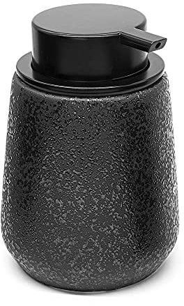 Inbagno Dispenser Sapone Liquido in Ceramica Nera con Effetto Glitter, Design Moderno, capacità 400 ml