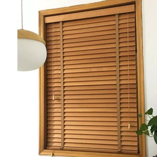 Persiane Veneziane in Legno Massello,Tapparella Avvolgibile,Tenda a Rullo con Protezione Uv per Ristoranti/Soggiorni/Hotel/Uffici,Marrone/Legno/Bianco,Tende Oscuranti (W160xH220cm/W63xH87,Wood)