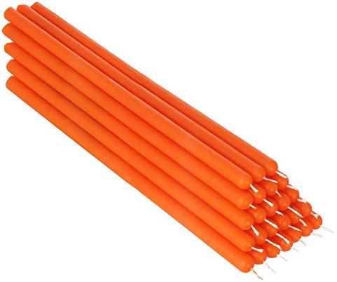 NKlaus 25x orange Bienenwachs 26cm rußfrei Tafelkerzen farbige Osterkerzen Ritualkerze Hochzeitskerzen Tropfkerzen 36346
