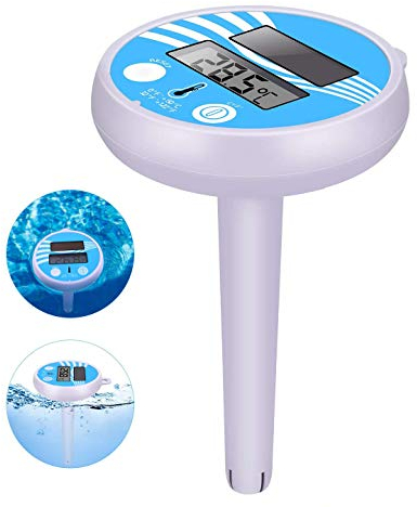 Thermomètre numérique à énergie solaire Thermomètre de piscine flottant, facile à lire et thermomètre résistant aux chocs pour toutes les piscines, spas, spas et étangs extérieurs / intérieurs