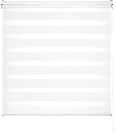 Blindecor Lira doppelrollo - duo rollo tag und nacht Weiß - 160 x 180 cm (Breite x Länge) | Stoffgröße 157 x 175 cm | Fensterrollo zebra