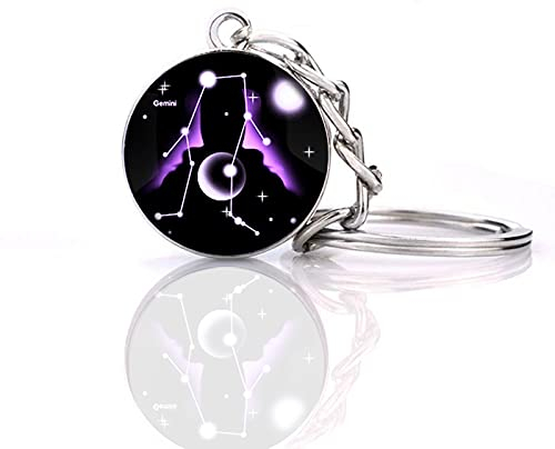 JWPavilion Zodiac 12 Constellation Glow In The Dark Creative Galaxy Schlüsselanhänger, Gemini-1, Einheitsgröße