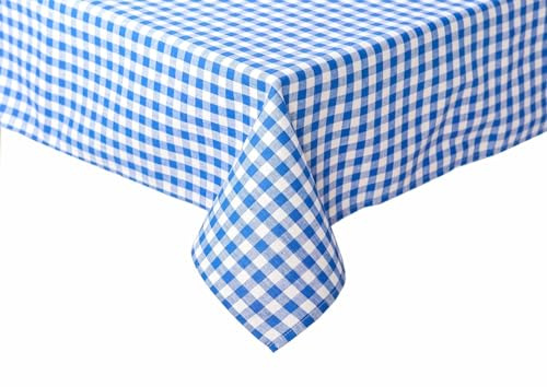 texpot Landhaus Tischdecke 140 x 500 cm blau-weiß Kariert 5 mm Karo 100% Baumwolle