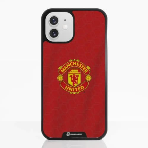 Phone Case for iPhone 12 Official Manchester United FC Black | PHONECASES3D-Patented 3D Effect Design-Officially Licensed-Shirt-Lightweight & Durable Protection