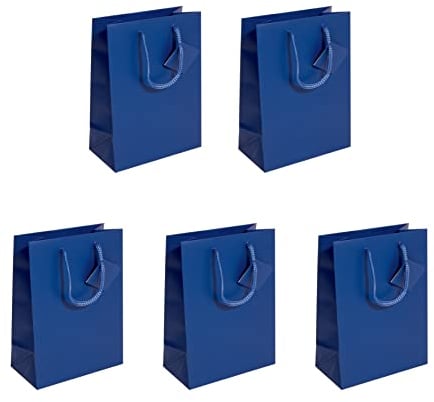 SIGEL GT504/5 mittelgroße Papier-Geschenktüten - ultramarinblau matt - 23 x 17 cm - 5er Set