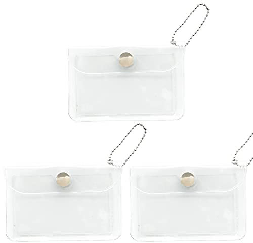 3 Stück transparente Kartenhalter Schlüsselanhänger Geldbörse kleine Münzbörse Mini Kleingeld Tasche wasserdichte Kartenhülle für Frauen Mädchen, farblos, Wasserdichte, transparente Tasche