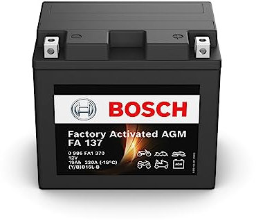 Bosch FA137 - AGM Motorcycle Battery - 12V 220A 19Ah - Suitable for Motorcycles, Motorbikes, Enduros, Scooters, Quads, Jet Skis - Compatible M4F43, BB16L-B