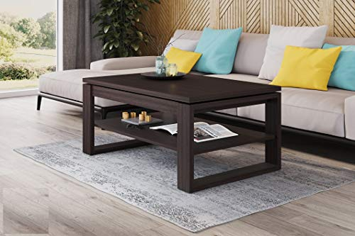 Design Couchtisch Multifunktion Arbeitstisch Tisch Nuo Ablage Esstisch, Farbe:Walnuss Wenge