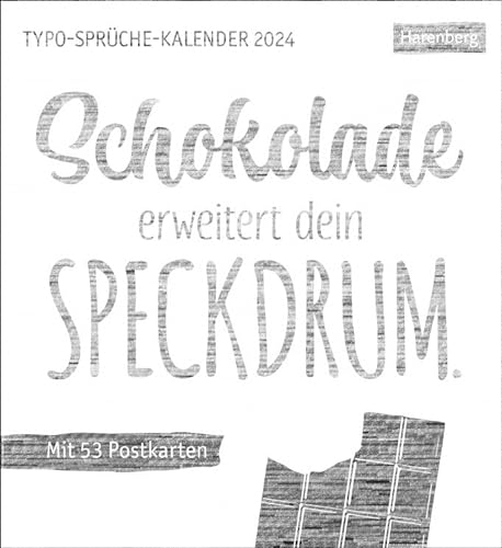 Typo-Sprüche-Kalender 2024 - Harenberg-Verlag - Postkartenkalender - 53 heraustrennbaren Postkarten zum Sammeln, Verschenken und Verschicken - 16 cm x 17,5 cm