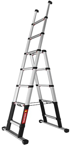 PROREGAL Teleskop-Kombileiter Combi Line | 5+2 Stufen | Leiter, Teleskopleiter, Trittleiter, Bockleiter, Sprossen-Doppelleiter