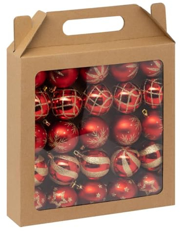 ATMOSPHERA CREATEUR D'INTERIEUR Christbaumkugeln Colorama de Noël 25er-Set aus recyceltem Kunststoff D 6 cm rot weiß
