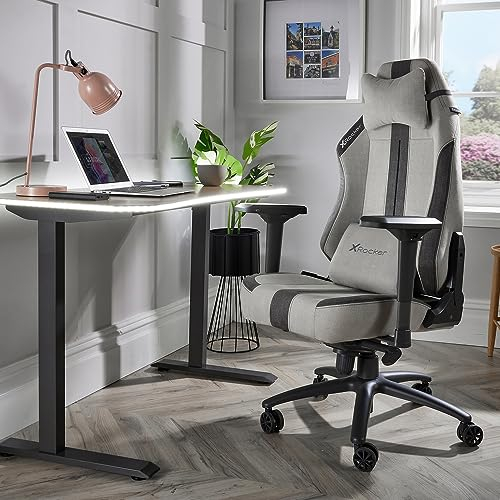 X Rocker Onyx – Modern Living Bürodrehstuhl mit hochwertiger Stoffoberfläche| Hellgrau/Dunkelgrau