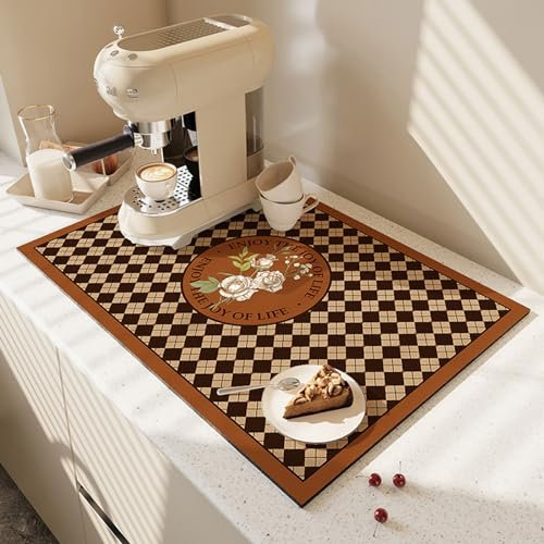 Matte Unter Kaffeemaschine Anti-Rutsch,Kaffeemaschine Abtropfmatte,Geschirr Trockenmatte,Barista Zubehör,Umweltfreundlich,Hitzebeständig und rutschfest,Für Kaffeevollautomat,Küche,Spüle