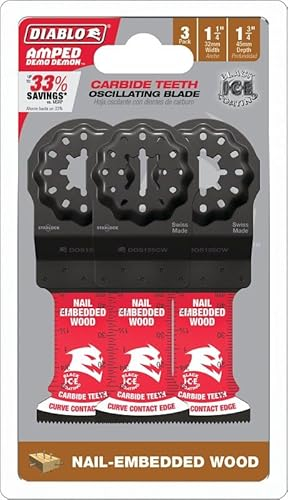 Diablo AMPED™ Demo Demon™ Starlock Hartmetallzähne Oszillierende Klingen für nageleingebettetes Holz, 3 Stück
