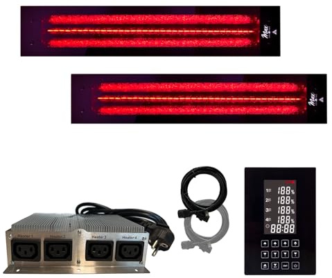 SET frameless InfraROTmed MAX© Tiefenwärmestrahler 2x1300W + Steuerung icon 4 TOUCH, Infrarotstrahler für Sauna und Infrarotkabine, Vollspektrumstrahler (2x1300W + S)