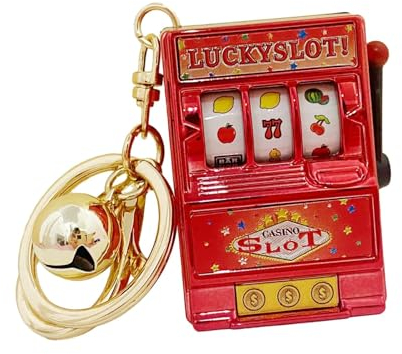 kowaku Lucky Slot Machine Bank mit rotierender Spule, Schlüsselanhänger, Mini-Arcade-Spiel, Spielzeug für Frauen , Rot