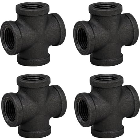 4 connettori a croce a 4 vie, 20 mm, raccordi per tubi in ferro malleabile da 1/2, per decorazioni industriali e vintage, progetti fai da te
