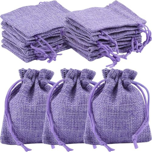 Beebeecraft 24 sacchetto di Tela Da 9x7 cm con Coulisse, Colore Viola Medio, per Regali, Gioielli, Halloween, Ringraziamento, Natale