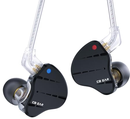 KINBOOFI KBEAR KS10 Ear Monitor Cuffie, Auricolari cablati professionali, HiFi KBEAR in Ear Monitor Cuffie Cuffie per musicisti Cuffie IEM con cavo staccabile a 2 pin(Nero, senza microfono)