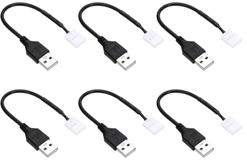 PATIKIL LED-Streifen-Verbindungskabel, 6 Stück USB zu 2 Pin Schnelllötfreier Adapter Verlängerungskabel für 3528 8mm breite Streifenbeleuchtung