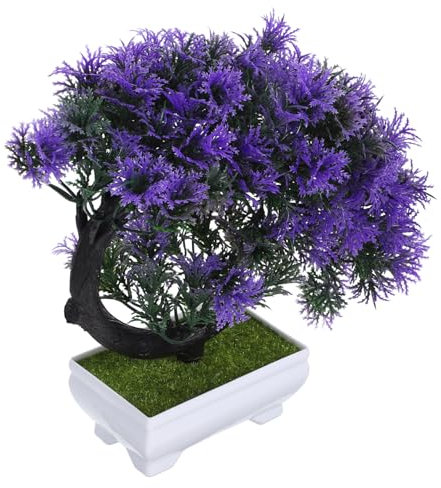 Levemolo Künstliche Bonsai Topfpflanze Violett aus Kunststoff