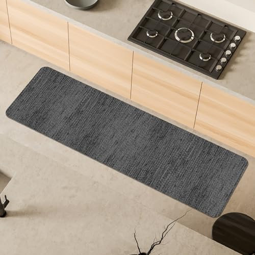 Comart - Tappeto Cucina Nancy - Antiscivolo - Lavabile in Lavatrice - Moderna Passatoia in Ciniglia - Runner per Corridoio e Cucina - Morbido e Resistente - Made in Italy - Grigio - 50x170 cm