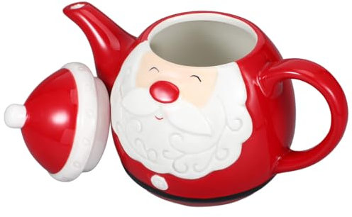 GRADENEVE Tetera Navideña De Cerámica Forma De Santa Claus Para Hogar y Oficina Hervidor Para Té y Floral Para y Familia Resistente y Reutilizable